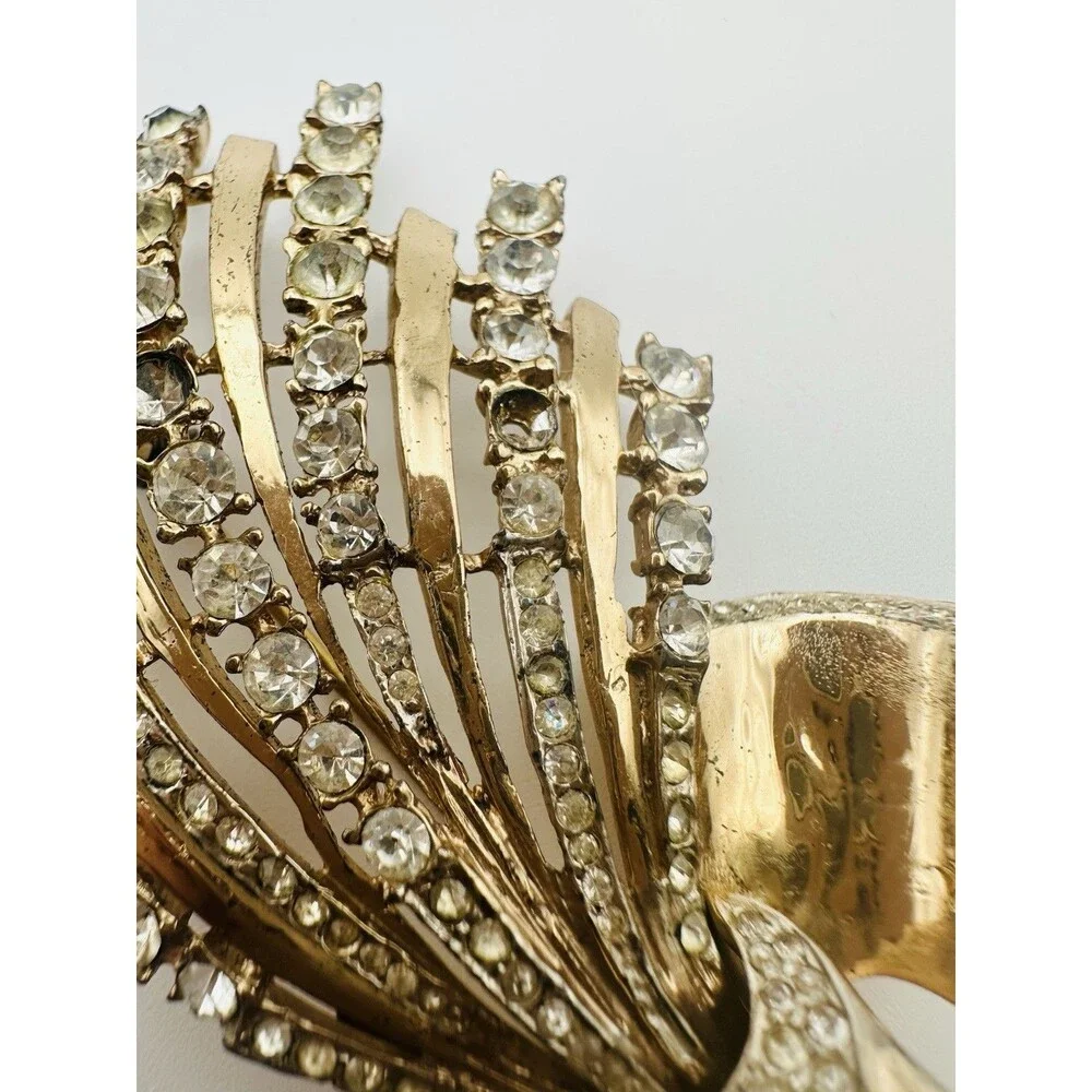 Vintage Coro Craft Sterling Brooch Vermeil Rhinestone Flower Bouquet  READ